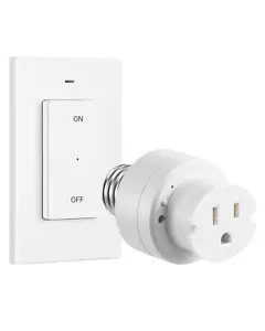 3 Prong Light Socket to Plug Adapter with Remote, E26/E27 Light Bulb Outlet S... - Picture 1 of 1