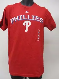 New Philadelphia Phillies Mens Adult Sizes S-M-L Majestic Shirt MSRP $26 - Picture 1 of 5