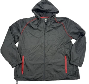 Athletech Windbreaker Jacket Men’s XL Full Zip Lightweight Black and red Hooded - Picture 1 of 11