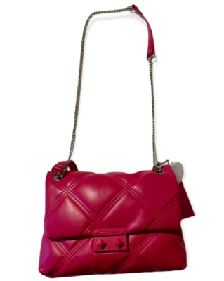 Betsey Johnson Xoharper Quilted Crossbody Handbag Fuschia Pink new - Image 1 of 4