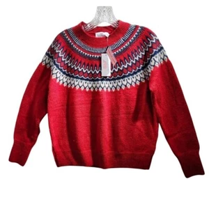 Suéter Vineyard Vines Fair Isle Rojo Brillo Terciopelo Vacaciones Invierno Pequeño Nuevo con Etiquetas - Imagen 1 de 9