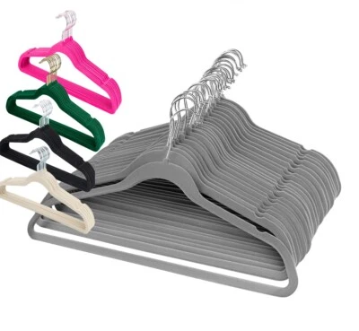 Kleiderbügel Samt Samtbügel Set 10-100 Stück Anti-Rutsch Hemdenbügel 360° Haken - Bild 1 von 4