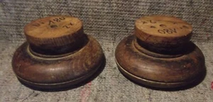 Paar gequetschte Kugelfüße, Restaurierungsmaterial 180, Holzteile, antik, Eiche - Bild 1 von 14