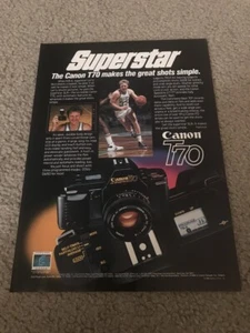Vintage 1985 LARRY BIRD CANON T70 CAMERA Poster Print Ad BOSTON CELTICS 1980s - Picture 1 of 1