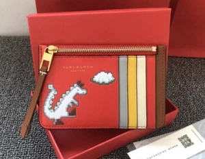 LAST Chance!!! NWT Tory Burch Year Of The Dragon Red Top Zip Card Leather Wallet - Picture 1 of 8