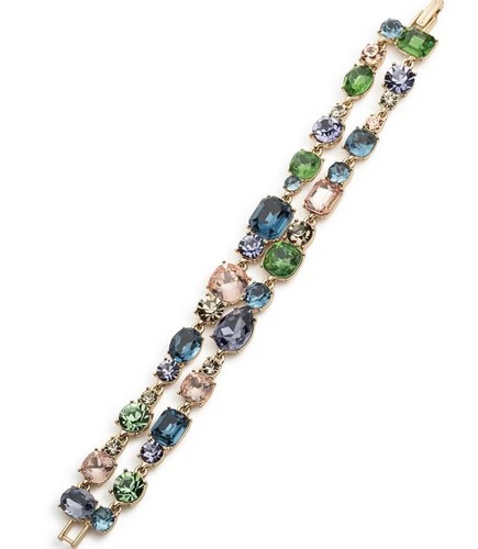 Bracciale Givenchy Cristallo Tono Oro Multi 2 Fila Linea Flex