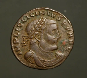 Z-777c Licinio I, 308-324AD AE Follis Thessalonica nuovo di zecca, 312D. Giove stg - Foto 1 di 2
