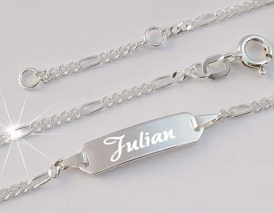 MARKENLOS Armband Armkette Gravur Echt 925er Silber Junge Mädchen Baby Taufe Weihnachten