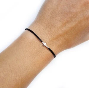 Cross Charm Bracelet Sideways Cross String Bracelet Christian Religious Bracelet - Picture 1 of 5