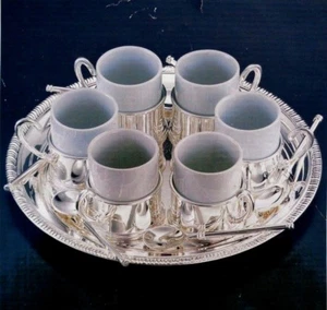 International Silver Silverplated Demi Tasse Cup Spoon Tray Tea Set of 6 Spoons - Picture 1 of 12