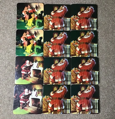 Coca-Cola Christmas Santa Claus Cardboard Cork Coasters, Lot of 12     Pre-Owned - Image 1 of 3