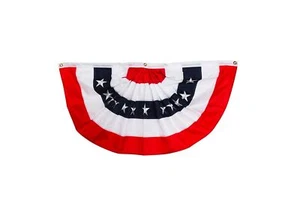 Briarwood Lane Patriotic Bunting USA 48" x 24" Pleated Banner with Grommets - Picture 1 of 4