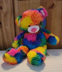Build-a-Bear Teddy Bear- Rainbow Sparkly Tie-dye 17”Plush Toy/Stuffed Animal - Picture 1 of 10
