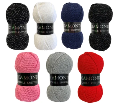 100g BALLS WOOLCRAFT DIAMONDS ACRYLIC DK SPARKLY KNITTING YARN