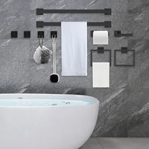 10x Set Portasciugamani da Bagno in Acciaio Inox Set Portasciugamani da Parete NUOVO - Foto 1 di 18