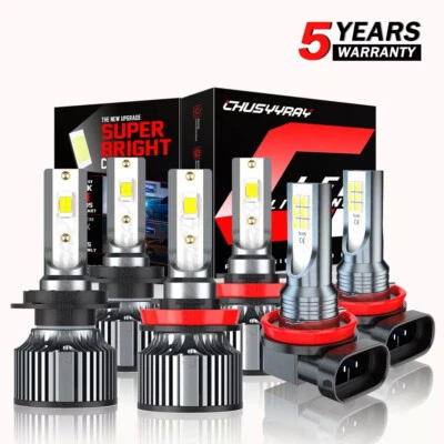 For Mazda 6 2009-2010 6X 6500k LED Headlight High Low Beam + Fog Light Bulbs - Image 1 of 4