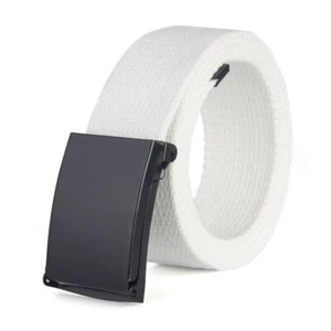 Plain Metal Buckle Belts - Solid Color Webbing Cotton Canvas Belt Accessories - Picture 1 of 27