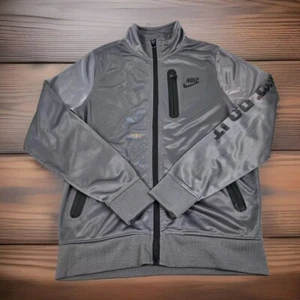 Vintage Nike Trainingsjacke Damen S grau Full Zip Grafik Logo Just Do It Mängel - Bild 1 von 17