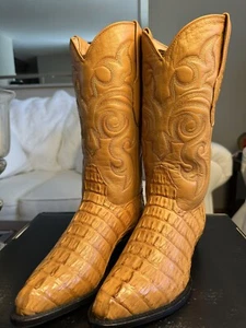 Los Altos Men's Exotic Butter Cup Crocodile Hornback Pointed Toe Boots Size 8EE! - Picture 1 of 21