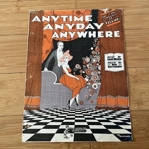 Vintage Sheet Music - Anytime, Anyday, Anywhere - 1920 Piano Weslyn & Kortlander - Picture 1 of 9