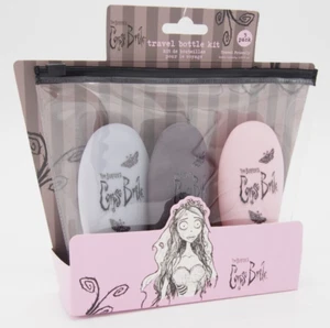 Kit de botella de viaje Mad Beauty Tim Burton Corpse Bride gris rosa púrpura 2,03 oz - Imagen 1 de 9