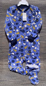 Boy Pajamas PJ's Sleepwear Carter's 1 Piece Footed Micro Fleece Sports Size 4 - Picture 1 of 2