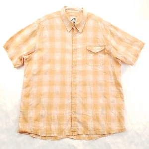 Mountain Khakis Shirt Mens 2XL Orange White Plaid Short Sleeve Classic Button-Up - Picture 1 of 11