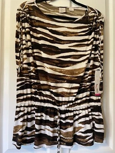 EMMA JAMES schönes ärmelloses Stretch-Top Animal Instinct Ton Zebra L neu mit Etikett - Bild 1 von 10