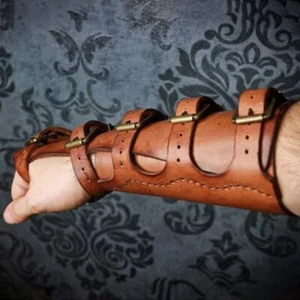 Medieval Revival Viking Wrist Guards Cosplay Leather Armour Bracers Arm Guards - Picture 1 of 9
