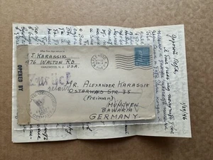 US 1946 Prexy Censor Cover +Frank #810 +German Green Label +3-Page Letter - Picture 1 of 2