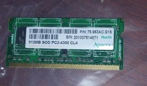 512MB 1RX8 PC 4300 PC2-4300 CL4 200PIN NON-ECC SINGLE RANK 64X8 UNBUFFER - Picture 1 of 1