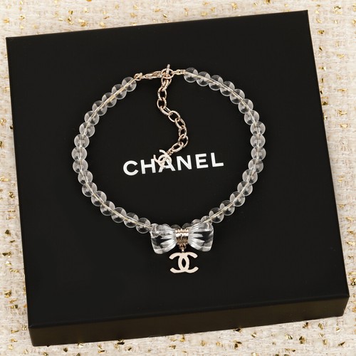 Collana CHANEL Fiocco Cristallo CCS Oro Chiaro Ferramenta 25C