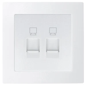 LINA 2 Fach Netzwerkdose + Rahmen Datendose RJ45 Netzwerk Anschlussdose - Bild 1 von 3