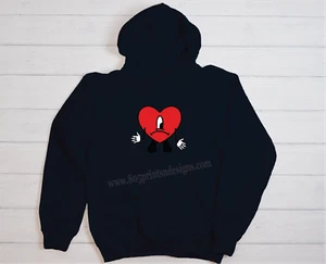 Bad Bunny Un Verano Un Sin Ti Red Heart , Reggeaton HOODIE , Perfect Gift. - Picture 1 of 5