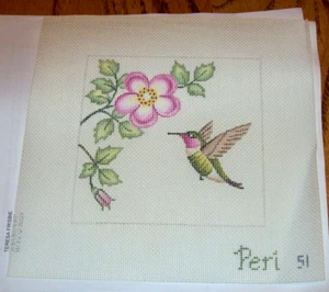 Gorgeous Hummingbird by Peri 51 Needlepoint Canvas - 5" x 5" ~ 18 count - Picture 1 of 3