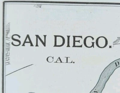 Mapa vintage de San Diego California 1902 11"x14" ~ antiguo original casco antiguo Foto 1 de 4