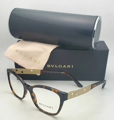Nuevo BVLGARI Anteojos de Gato 4153-B 504 54-17 Tortuga y Marco Dorado con Cristales Foto 1 de 4