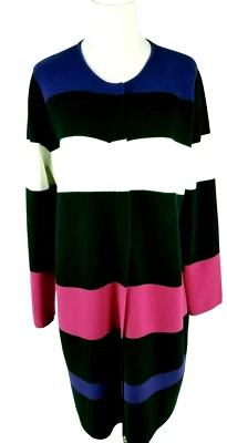 Calvin Klein女式条纹/色块长毛衣掸子开衫拉链XL — 第 1/4 张图片