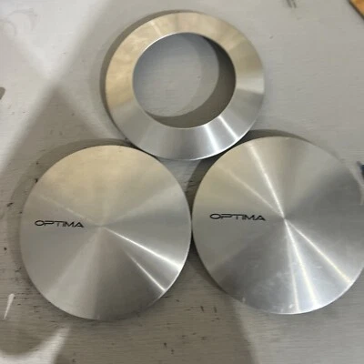 "Juego de tres tapas centrales de rueda personalizadas Optima Silver 8 1/4""" Foto 1 de 4