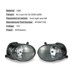 2Pcs Car Front Fog Lights Lamp fit for Audi A6 C6 2005-2008 12V ABS Luxury - Picture 1 of 6