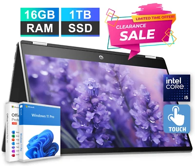 HP Pavilion x360 Laptop Office 2024 15,6" Touch Intel i5 16GB RAM 1TB SSD Pro - Bild 1 von 4