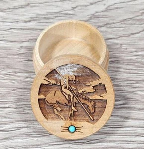 Vintage Ende des Weges Indianer geschnitzter Holzring Schmuckschatulle - Bild 1 von 19