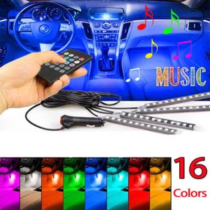 RGB LED Lights Under Dash Car Interior Atmosphere Strip Neon Light Kit - Picture 1 of 10