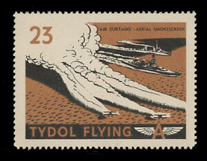 TIMBRES D'AFFICHE TYDOL FLYING "A" DE 1940 - #23, RIDEAUX D'AIR - ÉCRAN DE FUMÉE AÉRIEN