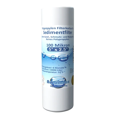 AQUINTOS WASSERAUFBEREITUNG Vorfilter Gartenwasser Camper Wasserfilter Partikelfilter Pumpenfilter 5" 100mic