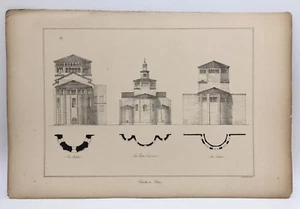 Kirchen in Pavia Michele Teodoro 1843 G Moore Lithographie Architektur Italiens - Bild 1 von 10