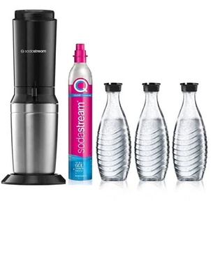 SodaStream Crystal 3.0 Wassersprudler mit 3 Glaskaraffe 1 Co2 Zylinder Schwarz - Bild 1 von 4