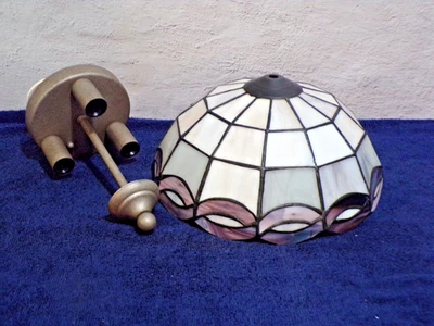 Tiffany Style Hanging Light Purple & White Complete - Image 1 of 4