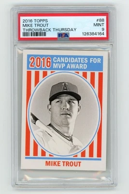 PSA 9 Mike Trout 2016 Topps Throwback Thursday #88 #TBT 1972 US Presidents MVP - Image 1 of 2