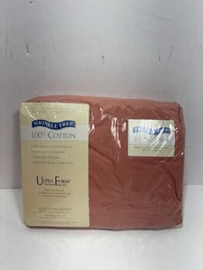 JCP Classic Traditions Ultra Form  Full Fitted Sheet Cotton no Wrinkle Terracota - Picture 1 of 7